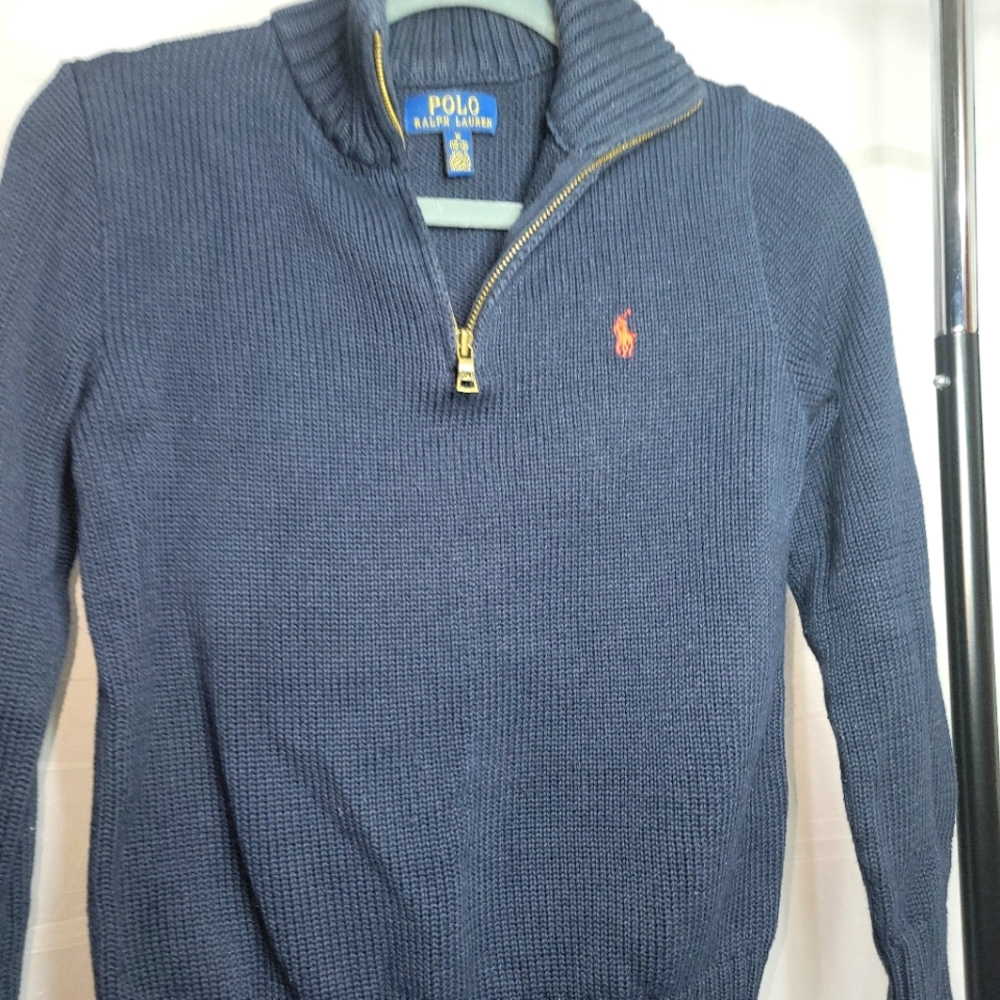 Polo ralph lauren boys navy blue sweater size Medium. (Worn)